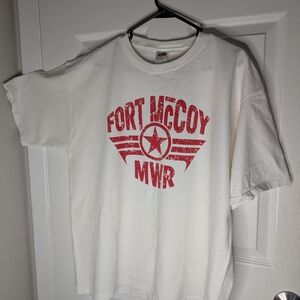 Fruit of the Loom White Tee with Red Graphic